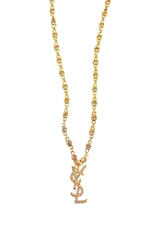 Ladies gold-plated necklace-YSL CZ Necklace