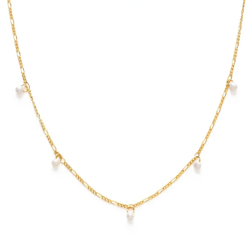 Ladies pendant charm necklace-Five Graces Pearl Necklace Gold