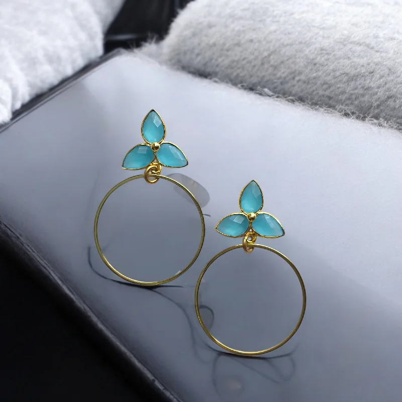 Ladies drop gemstone earrings-The Chelsea Chalcedony Hoop Earrings