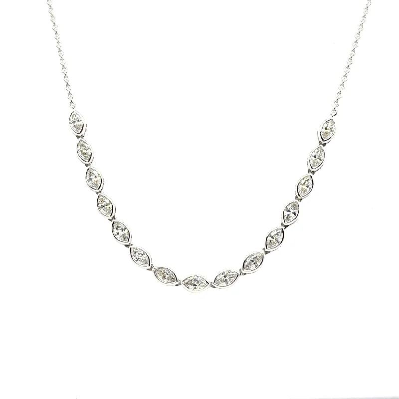 Ladies tennis necklace-Bezel Set Marquis Diamond Neckalce