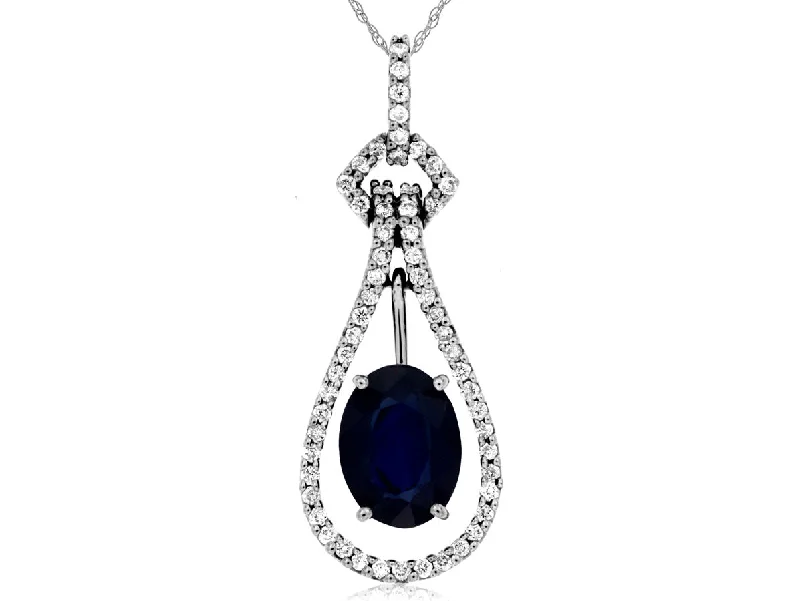 Ladies casual necklace-Open Frame Sapphire Necklace