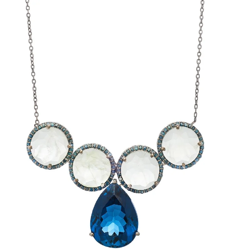 Ladies pearl necklace-Glinda Necklace London Blue Topaz, Prehnite, and Blue Diamonds