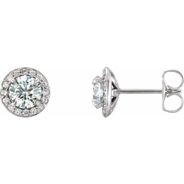 Ladies ruby earrings-14K White 5 mm Natural White Sapphire & 1/8 CTW Natural Diamond Earrings