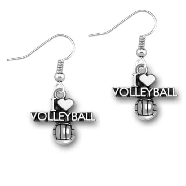 Ladies cuff earrings-I Love Volleyball Earrings