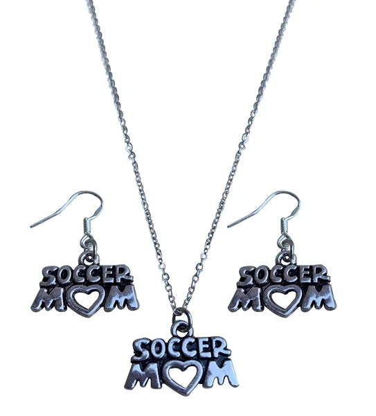 Ladies birthstone earrings-Soccer Mom Necklace & Earrings Set