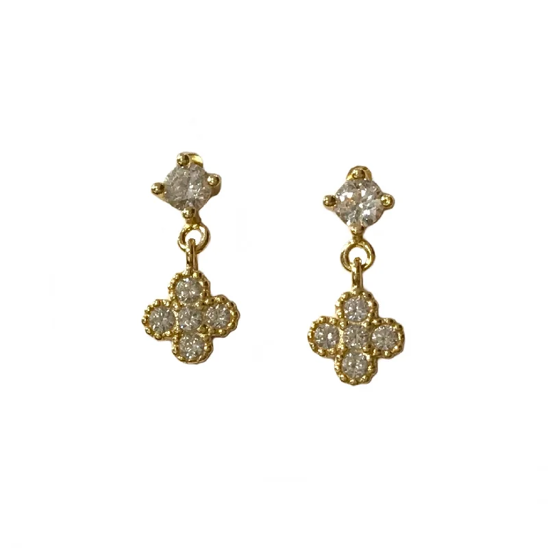 Ladies hoop gold earrings-Flora Dangle Studs