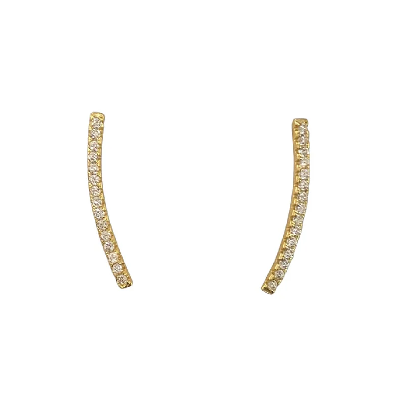 Ladies gold earrings-Clara Bar CZ Crawler