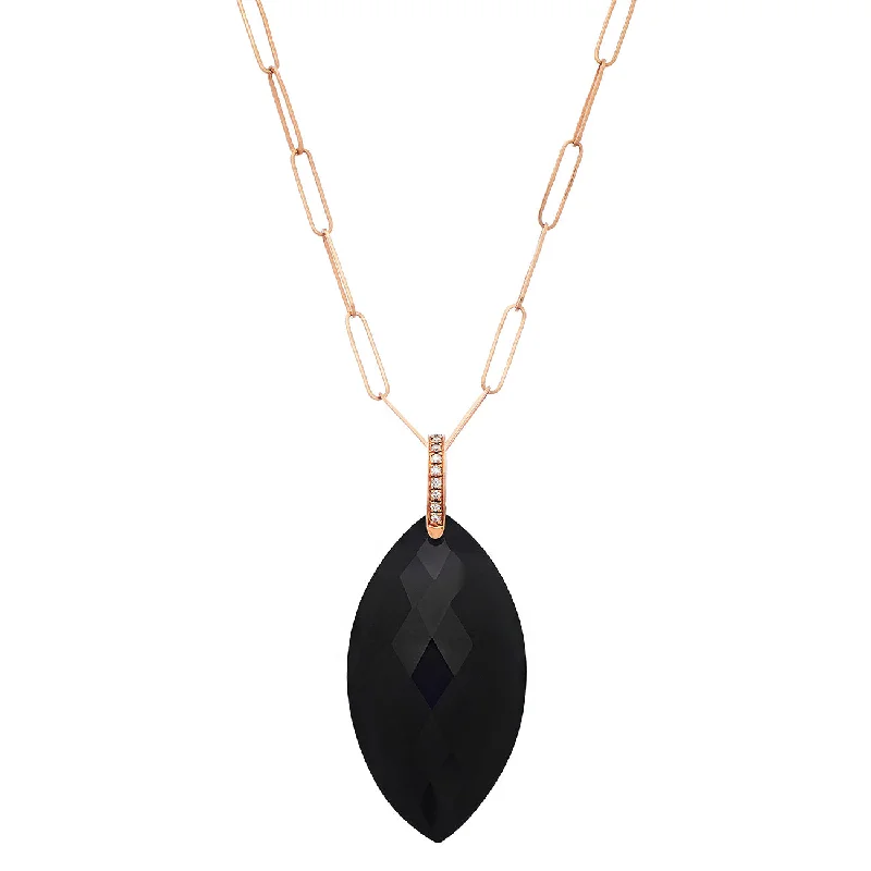 Ladies platinum necklace-Natalia Necklace Rose Gold Black Onyx