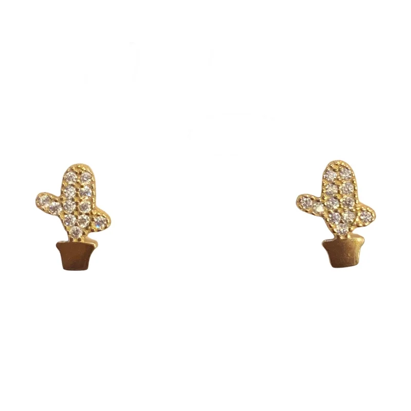 Ladies ear cuffs earrings-Cactus Sparkle Studs