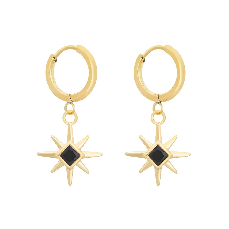 Ladies long statement earrings-Lyra Earrings - Black