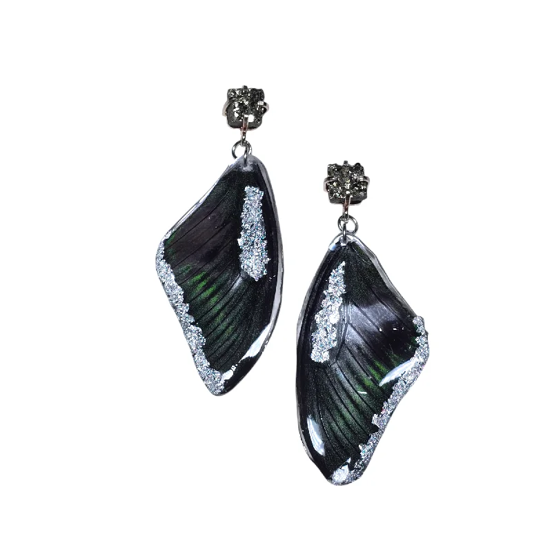 Ladies infinity earrings-The Pyrite REAL Butterfly Post Earrings