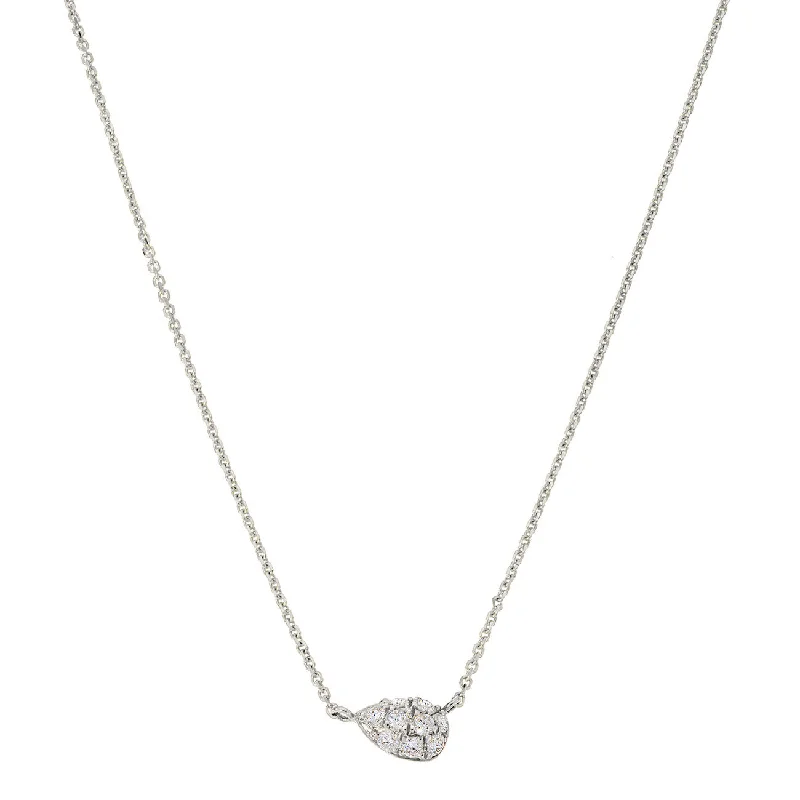 Ladies silver necklace-Courtney Necklace Silver White Diamonds