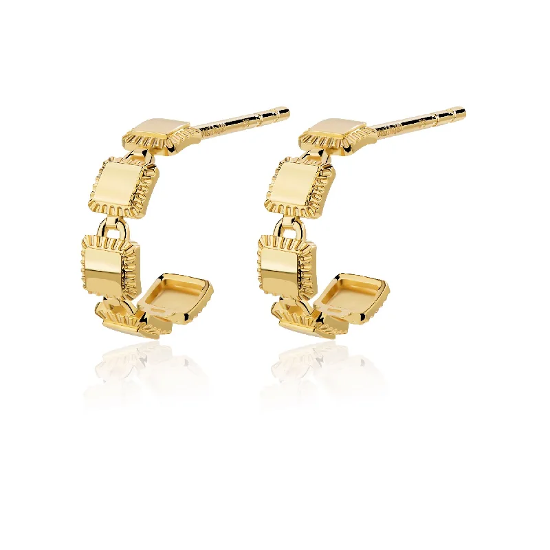 Ladies art deco earrings-Unlock Classic - 18K Lock Infinite Gold Earrings