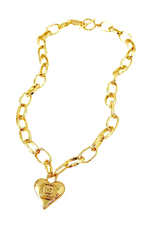 Ladies wedding pendant necklace-CC Gold Lock Heart Necklace