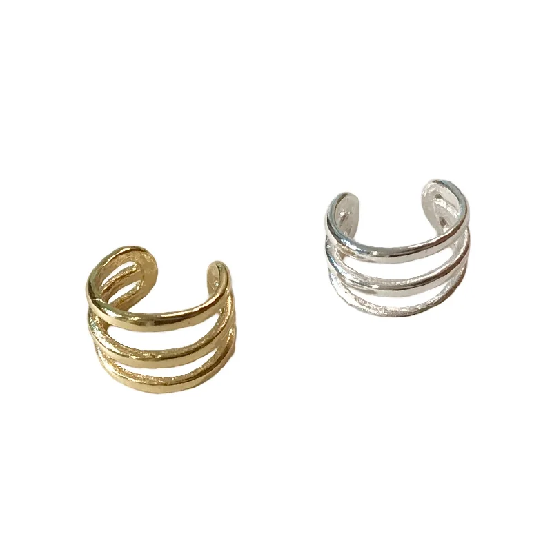 Ladies stud earrings-Kufleen Small Triple Lines Ear Cuff