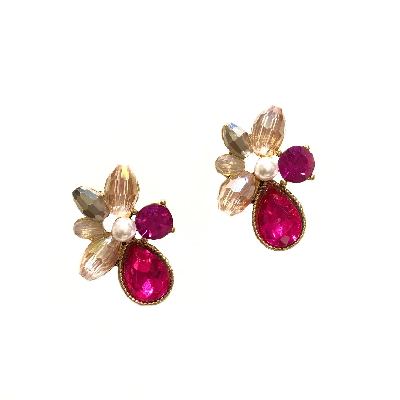 Ladies flower-shaped earrings-Lily Cluster Studs