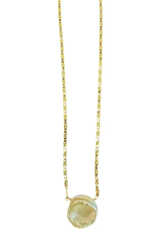 Ladies gold solitaire necklace-Pearlette Necklace