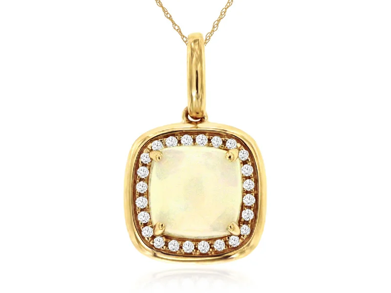 Ladies boho necklace-14k yellow gold opal and diamond necklace