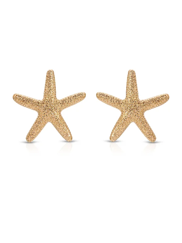 Ladies vintage drop earrings-Statement Starfish Stud Earrings