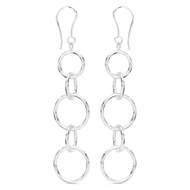 Ladies infinity earrings-Large Silver Round Drop Earrings