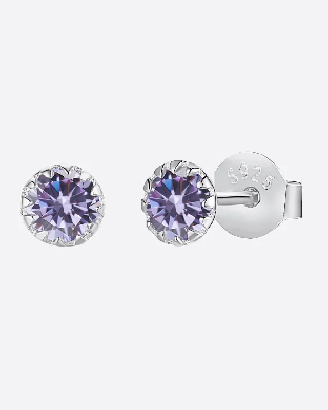 Ladies sparkling earrings-COLORED STUDS 925. - WHITE GOLD