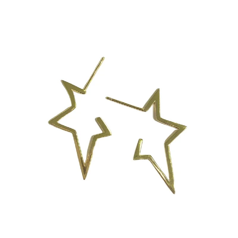 Ladies gold-plated earrings-Starley Outline Hoops