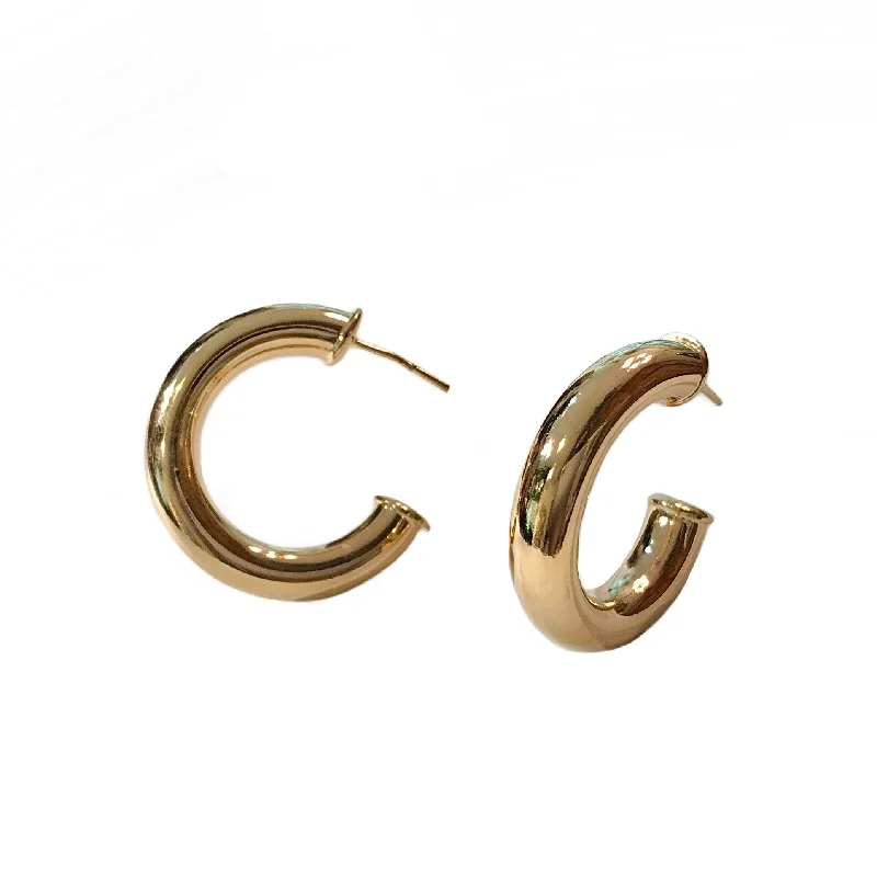 Ladies geometric stud earrings-Gold Filled Tube Hoops