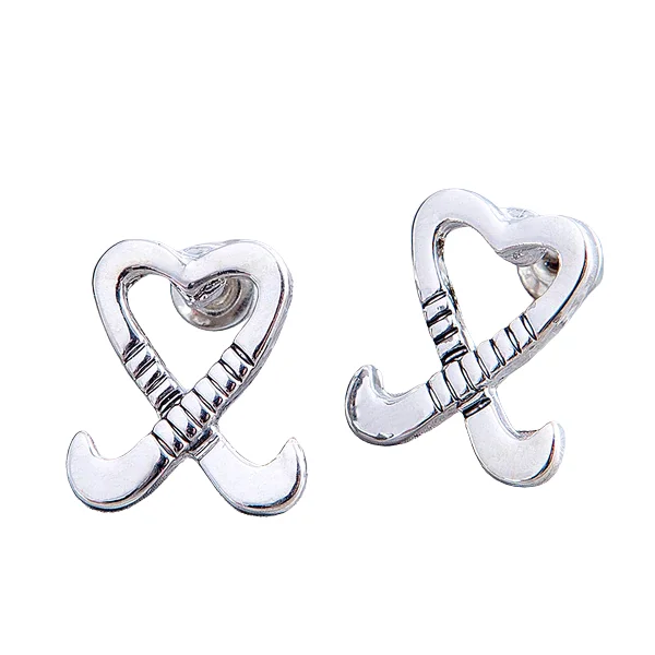 Ladies elegant earrings-Field Hockey Heart Stick Earrings