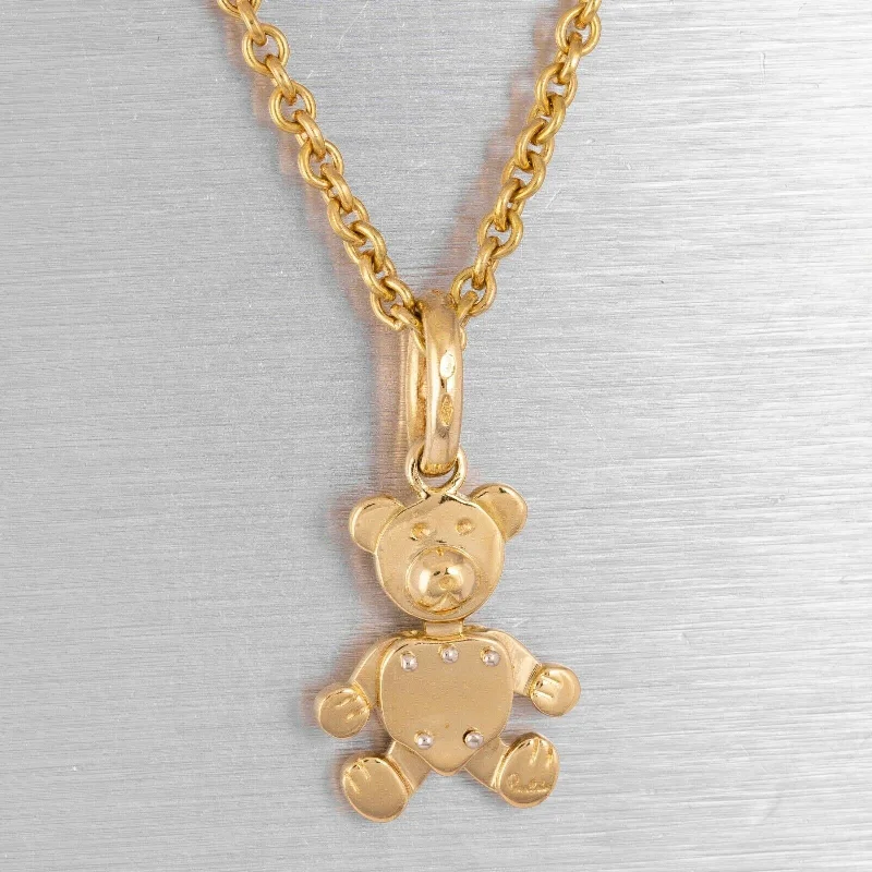 Ladies statement pendant gold necklace-Pomellato Orsetto 18k Yellow Gold MEDIUM Teddy Bear Charm with Chain 19.7g