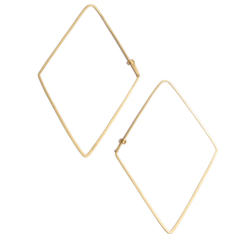 Ladies small stud earrings-<!--ER619-->rhombus dainty hoop earrings