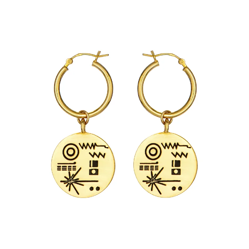 Ladies stylish earrings-Golden Record Earrings