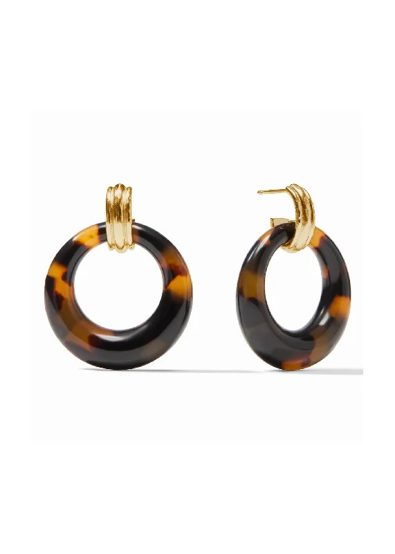 Ladies crystal earrings-MADISON DOORKNOCKER EARRINGS - TORTOISE SHELL