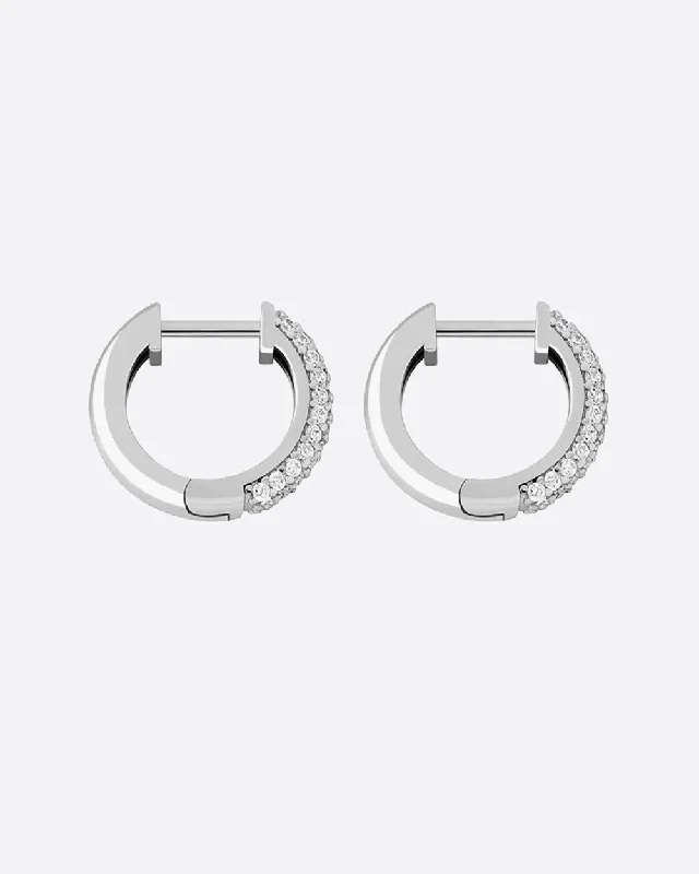 Ladies teardrop earrings-HOOPS EARRINGS 925. - WHITE GOLD