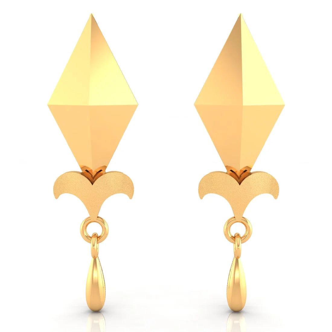 Ladies fashion gold earrings-22KT (916) Yellow Gold Minimalist Exclusive Stud Drop Earrings