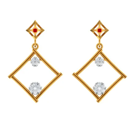 Ladies silver diamond earrings-Dazzling Diamond Embedded Triangle 22k Women's Gold Earrings