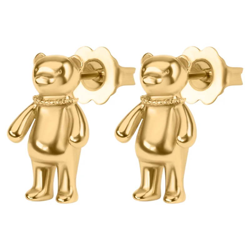 Ladies butterfly earrings-Gold Bear Earrings