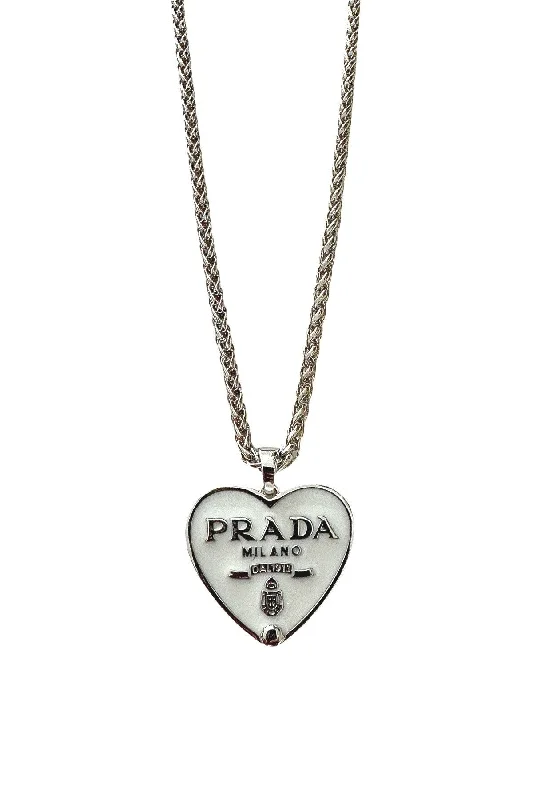 Ladies gemstone necklace-P-RAD White & Silver Heart Necklace