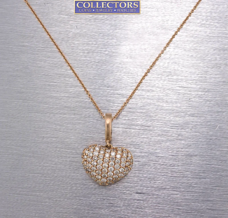 Ladies chokers with pendants-Ladies Sonia B. 14K 585 Rose Gold 1.44ctw Diamond Heart 18.00" Pendant Necklace