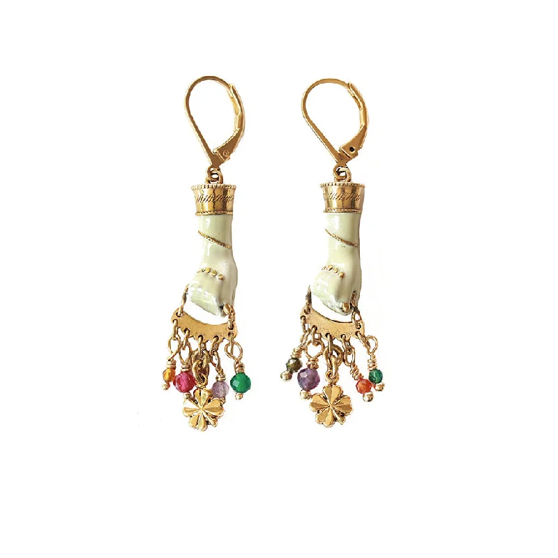 Ladies rose gold earrings-HAND ENAMEL TASSEL EARRINGS