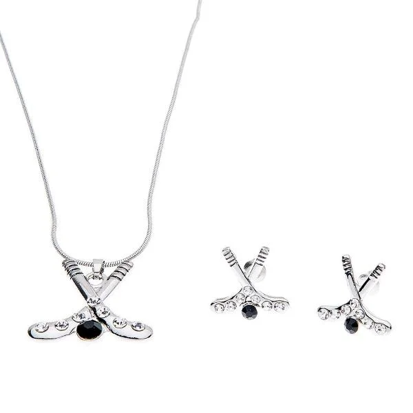 Ladies zodiac earrings-Ice Hockey Stick Earrings & Necklace Gift Bundle