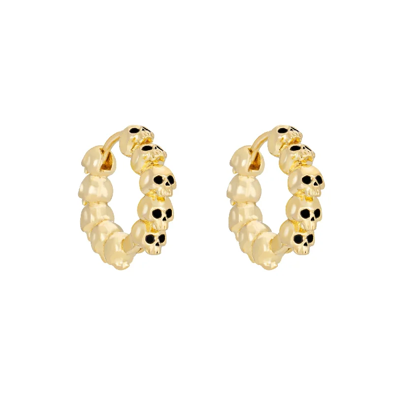 Ladies pearl stud earrings-Skull Hoops