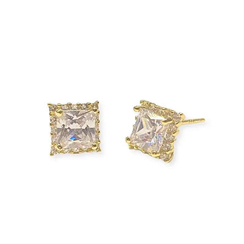 Ladies fashion earrings-Adriene Square Studs (M)