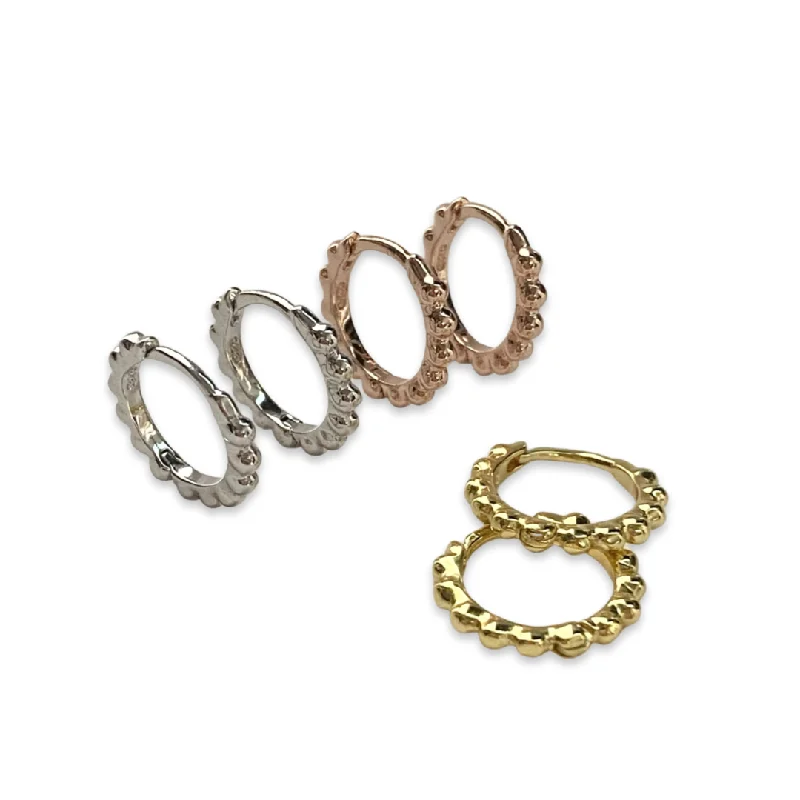 Ladies diamond stud earrings-Haggy Thick Textured Hoop Huggies