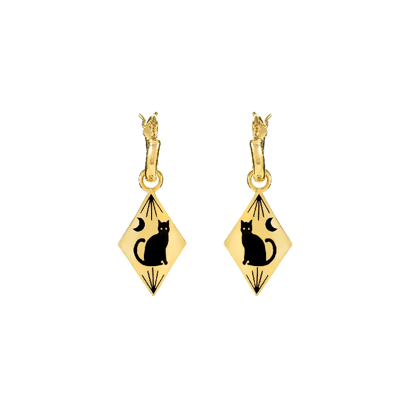 Ladies pearl earrings-Black Cat Earrings