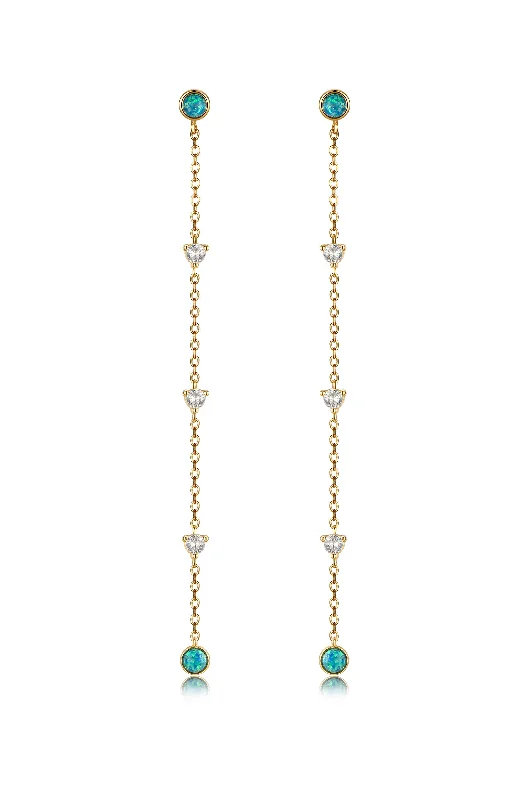 Ladies boho earrings-Green Kyocera Opal Drop Earrings