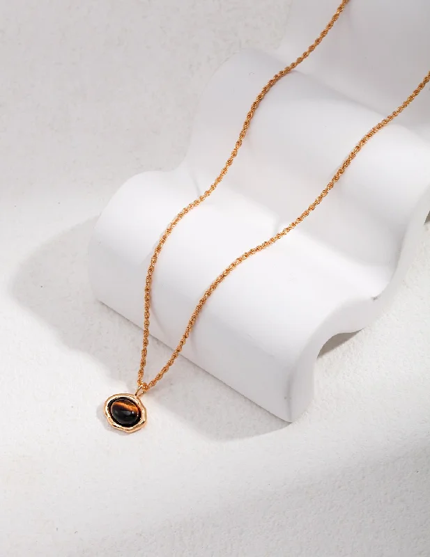 Ladies diamond necklace set-Tiger Eye Stone Necklace