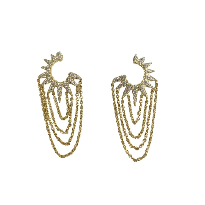 Ladies butterfly earrings-Sunny Spike Draped Chain Earrings