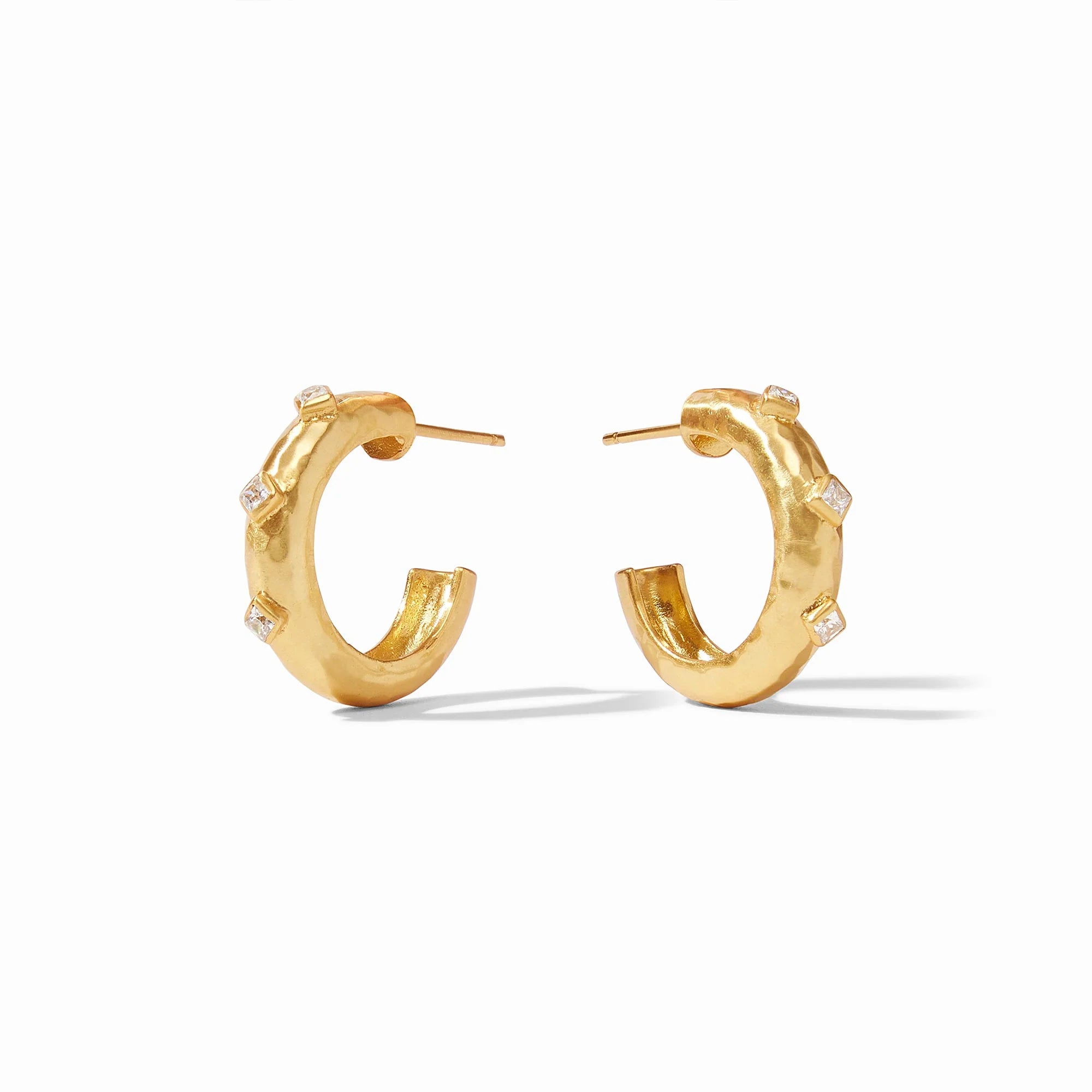 Ladies geometric earrings-NOEL STONE HOOPS