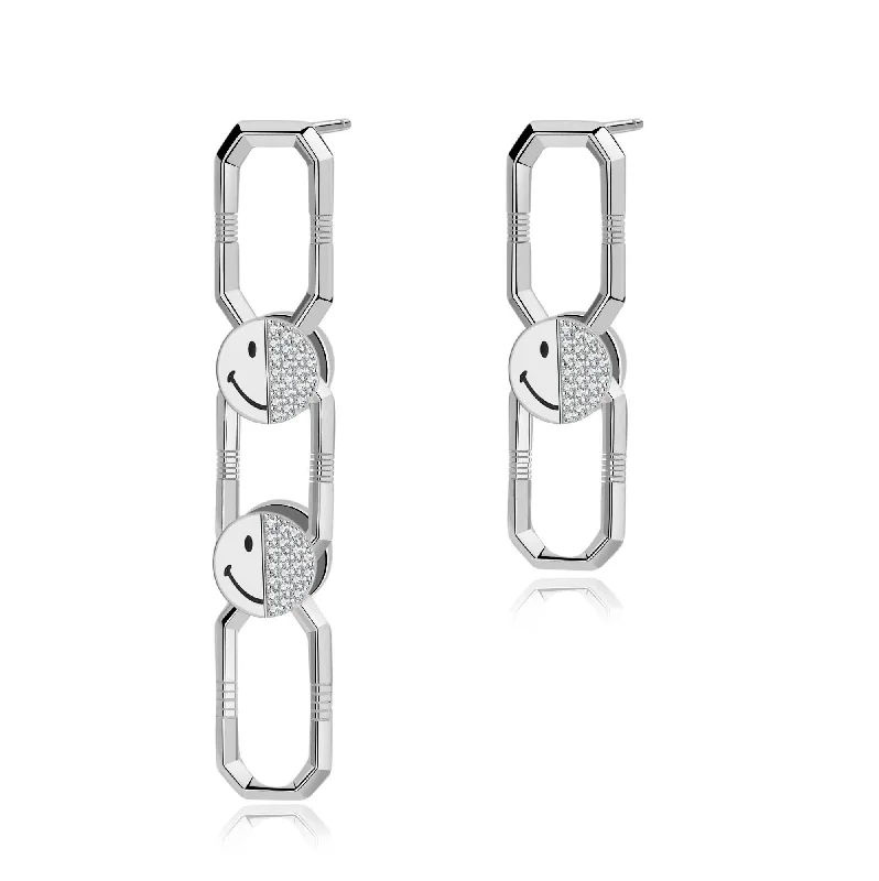 Ladies infinity earrings-KKLUExSMILEY® Silver Elio Detachable Link Earrings