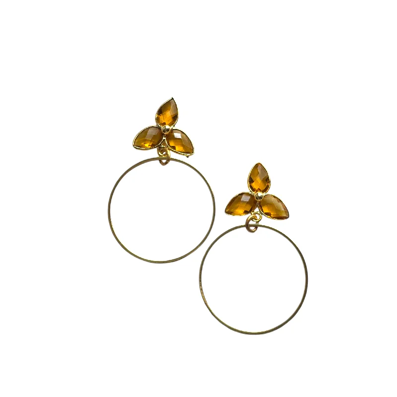 Ladies pearl drop earrings-The Catherine Citrine Hoop Earrings